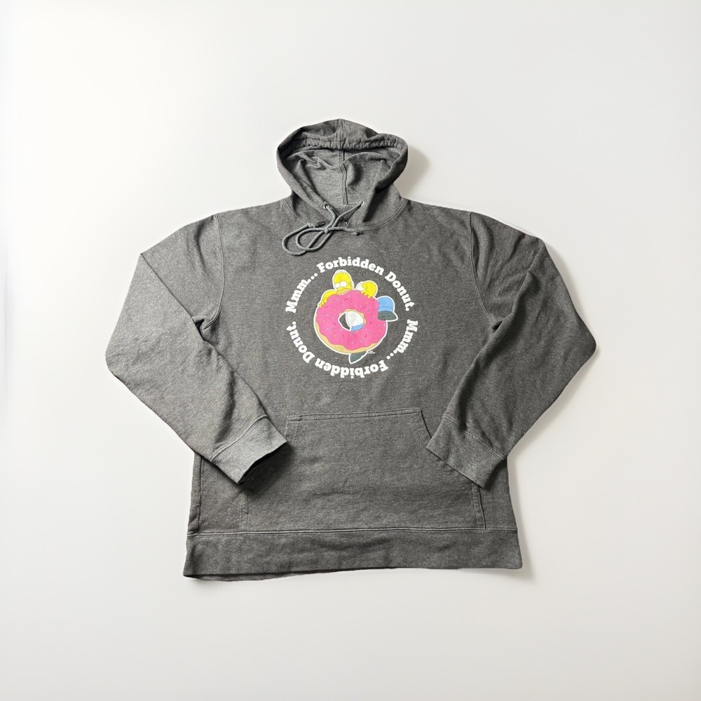 Universal Studios The Simpsons Homer Simpson Forbidden Donut Gray Hoodie L Mens